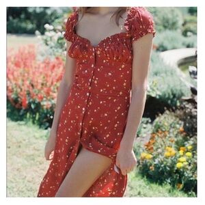 With Jean Isabelle Dress, Archived Style, Red Floral Dress, M